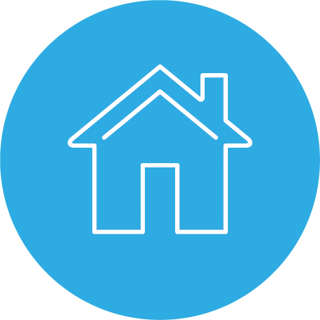 Stylised graphic art icon of a house.