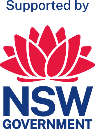 NSW Government Waratah logo with notation supported by..