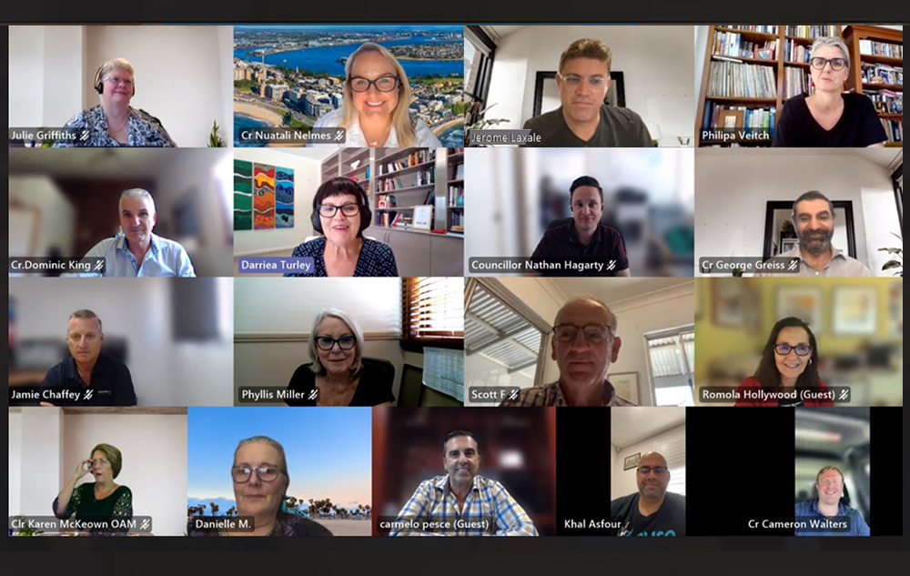 A screen grab of LGNSW Board members meeting online via Microsoft Teams.