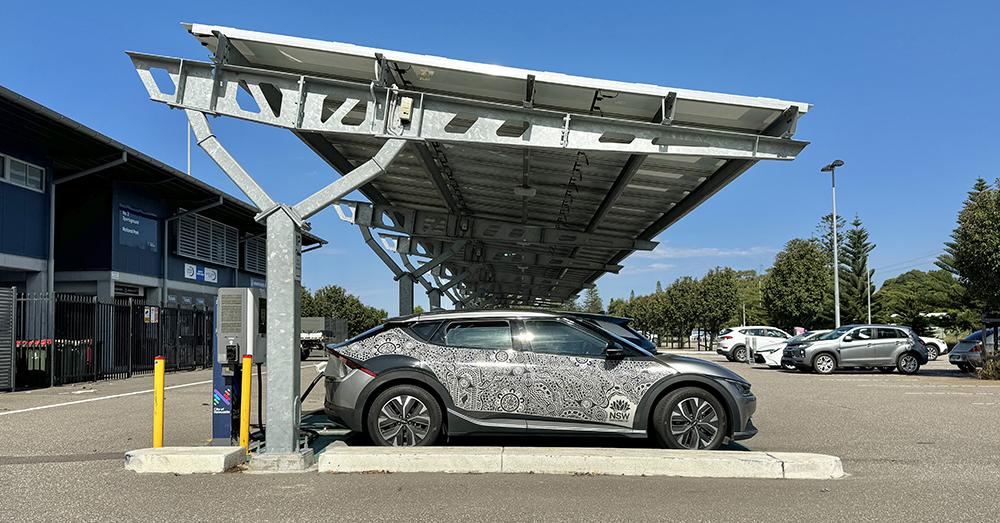 An EV charging at one of NSW's 430 charging spots - but more are needed. Photo: Danny Yau, DCCEEW