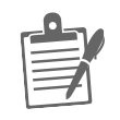 Icon of a pen and clipboard.