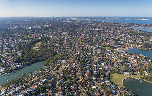 Drone image of the Georges River LGA skyline.