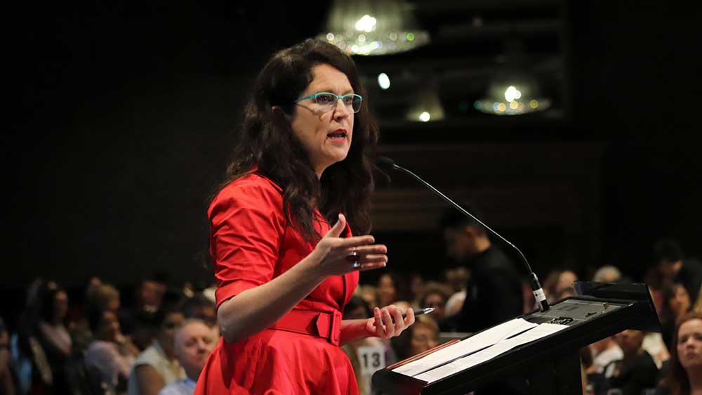 Annabel Crabb speaking at the 2021 LGNSW Intwernational Women's Day lunch.